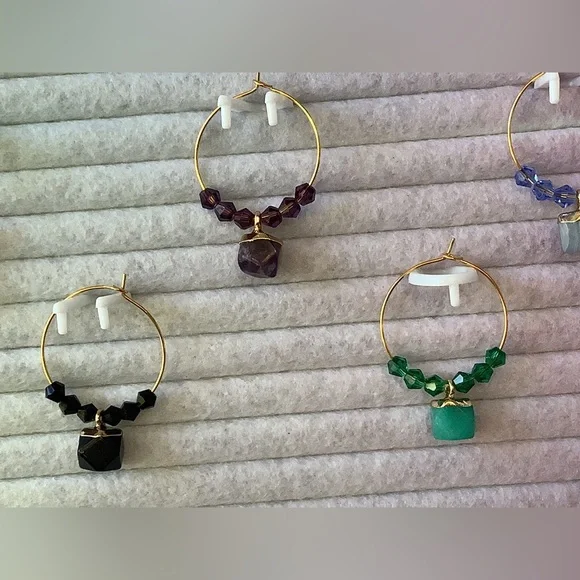 5pc Natural Stone Wine Glass Charm - Picture 5 of 6